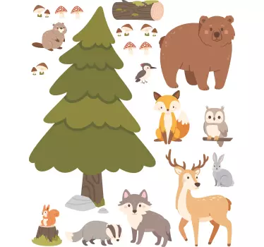 Adesivo de animais da floresta para quarto infantil - TenStickers