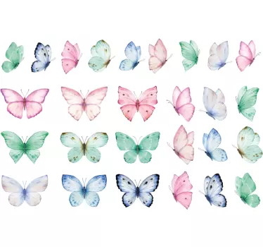 Adesivo para decoração de quarto infantil borboleta aquarela - TenStickers