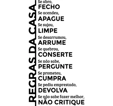 Vinil decorativo regras de casa - TenStickers
