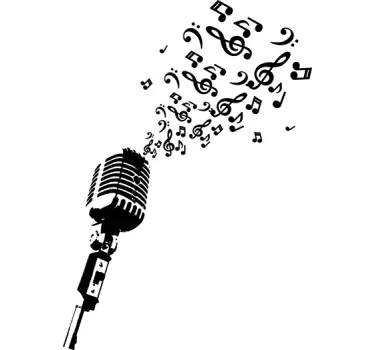 Autocolante decorativo microfone notas musicais - TenStickers