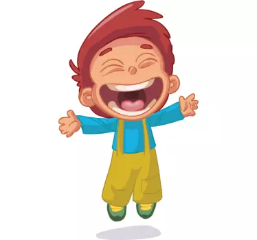 Adesivo de menino pulando e rindo - TenStickers