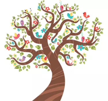 Adesivo de parede árvore monocromática primavera - TenStickers