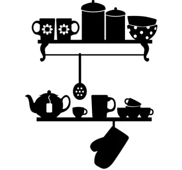 Adesivo de parede decorativo cozinha estantes - TenStickers
