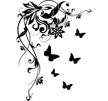 Adesivo de parede de flores e borboletas - TenStickers