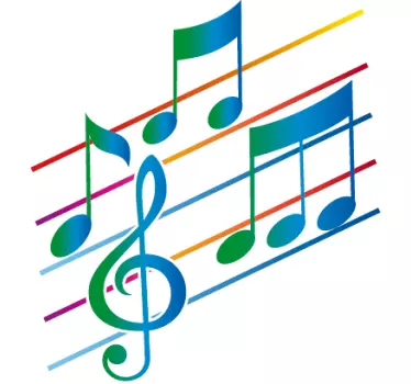 Adesivo de pentagrama com notas musicais - TenStickers