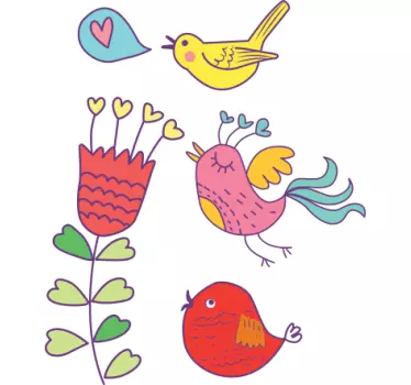 Adesivo infantil aves e flor - TenStickers