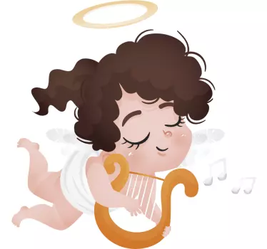 Adesivo infantil menina tocando harpa - TenStickers