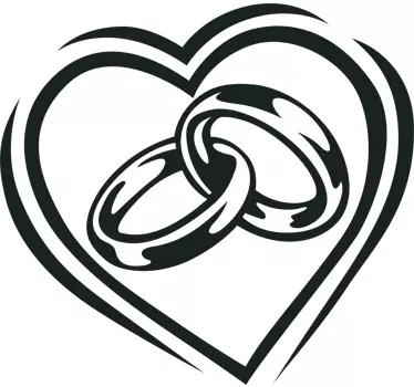 Autocolante anéis de casamento e coração - TenStickers