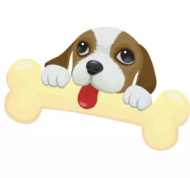 Autocolante de animais cãozinho com osso - TenStickers