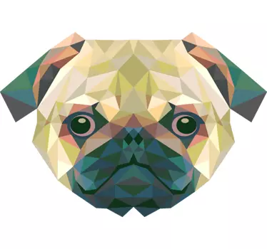 Autocolante de cão pug geométrico - TenStickers