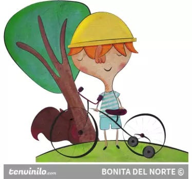 Autocolante de ilustrações Menino com bicicleta - TenStickers