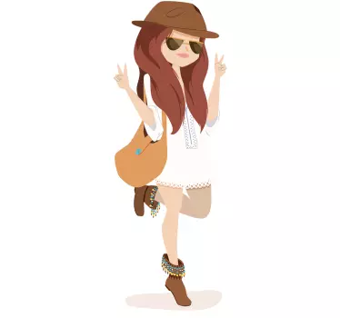 Autocolante de moda esboço de menina cool - TenStickers