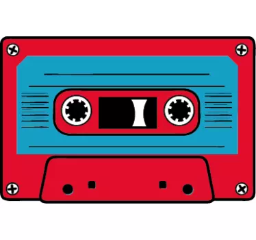 Autocolante de objetos cassete vermelha e azul - TenStickers