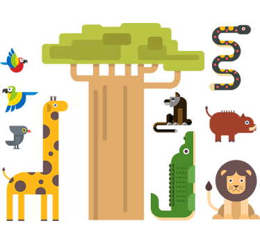 Autocolante de parede infantil da selva - TenStickers