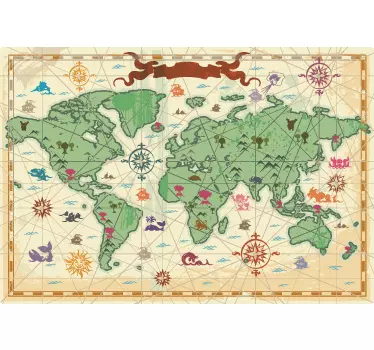 Autocolante de parede infantil mapa do tesouro - TenStickers