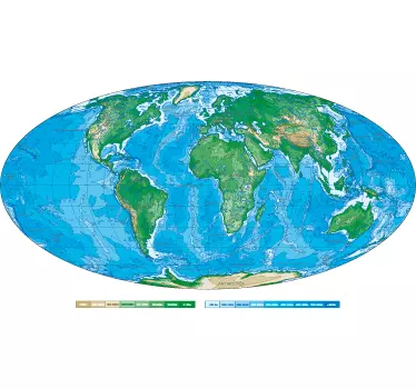 Autocolante de parede mapa mundo oval - TenStickers