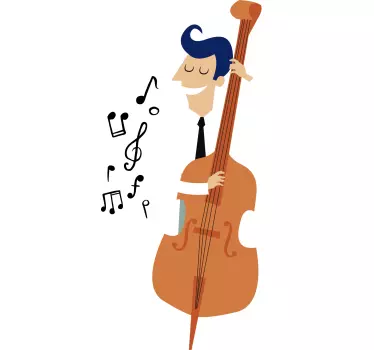 Autocolante de parede músico e contrabaixo - TenStickers