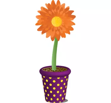 Autocolante de parede vaso com flor colorida - TenStickers