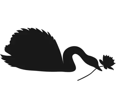 Autocolante de silhueta cisne com flor - TenStickers