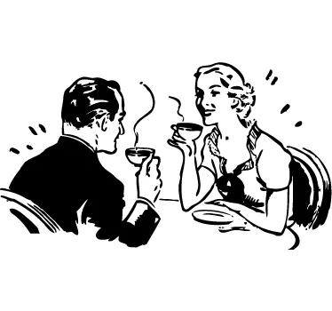Autocolante decorativo casal e café - TenStickers
