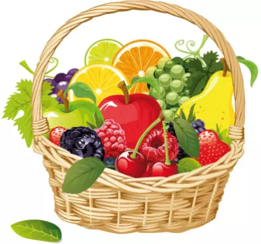 Autocolante decorativo cesta com frutas - TenStickers