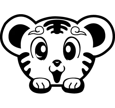 Autocolante decorativo contorno de filhote de tigre - TenStickers