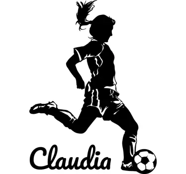 Autocolante decorativo de jogadora de futebol com nome - TenStickers