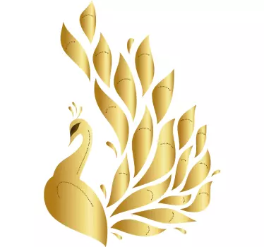 Vinil autocolante decorativo de pássaros pavão dourado - TenStickers