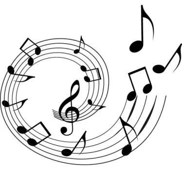 Autocolante decorativo espiral notas musicais - TenStickers