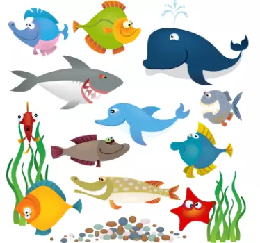 Autocolante decorativo infantil animais aquáticos - TenStickers