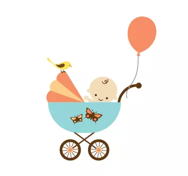 Autocolante decorativo infantil bebé em carrinho - TenStickers