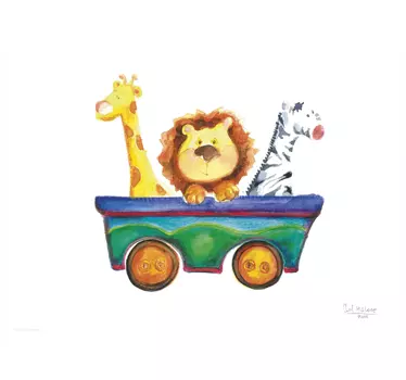 Autocolante decorativo infantil carrinho mini zoo - TenStickers