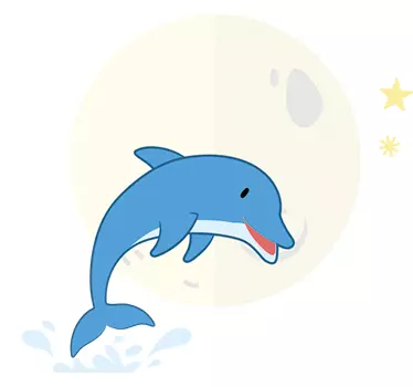 Autocolante decorativo infantil Golfinho e Estrelas - TenStickers