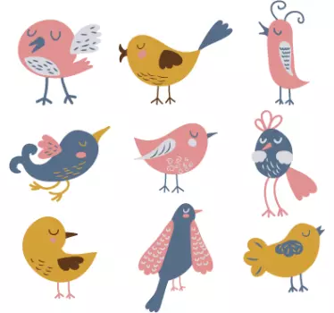 Autocolante decorativo infantil pássaros coloridos - TenStickers