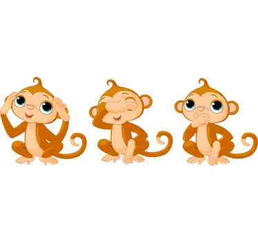 Autocolante decorativo infantil três macacos - TenStickers