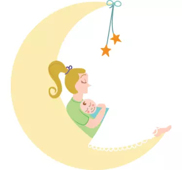 Autocolante decorativo mãe e bebé lua - TenStickers