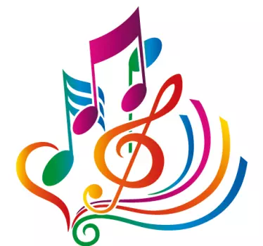 Autocolante decorativo notas musicais coloridas - TenStickers