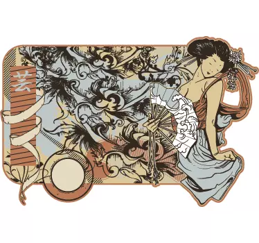 Autocolante decorativo oriental japonês ukiyo-e - TenStickers