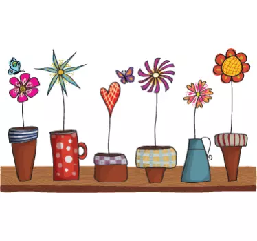 Autocolante decorativo vasos com flores - TenStickers
