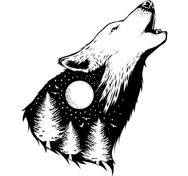 autocolante do animal selvagem do lobo uivando - TenStickers