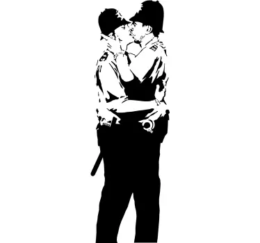 Autocolante graffiti Banksy polícias beijo - TenStickers