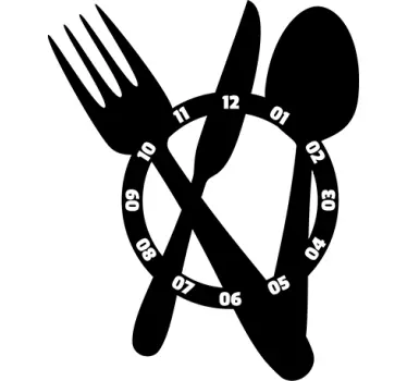autocolante grande relógio de talheres - TenStickers