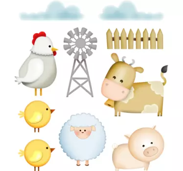 Autocolante decorativo infantil amigos da quinta - TenStickers