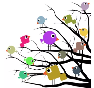 Autocolante infantil pássaros coloridos - TenStickers