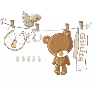 Autocolante infantil personalizado urso castanho - TenStickers