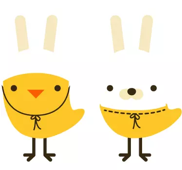 Autocolante infantil pintinhos vestidos de coelho da páscoa - TenStickers