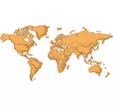 Autocolante mapa mundi com fronteitas - TenStickers