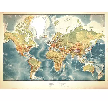 Autocolante mapa mundo envelhecido - TenStickers