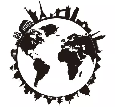 Autocolante de Linha do horizonte Mundo com monumentos - TenStickers