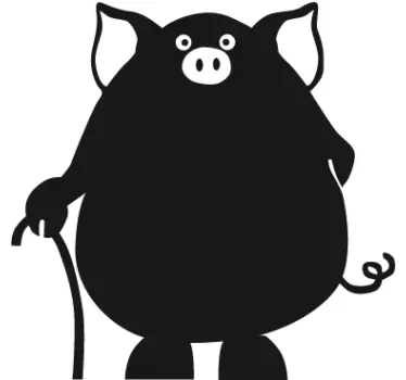 Autocolante porco em quadro preto - TenStickers